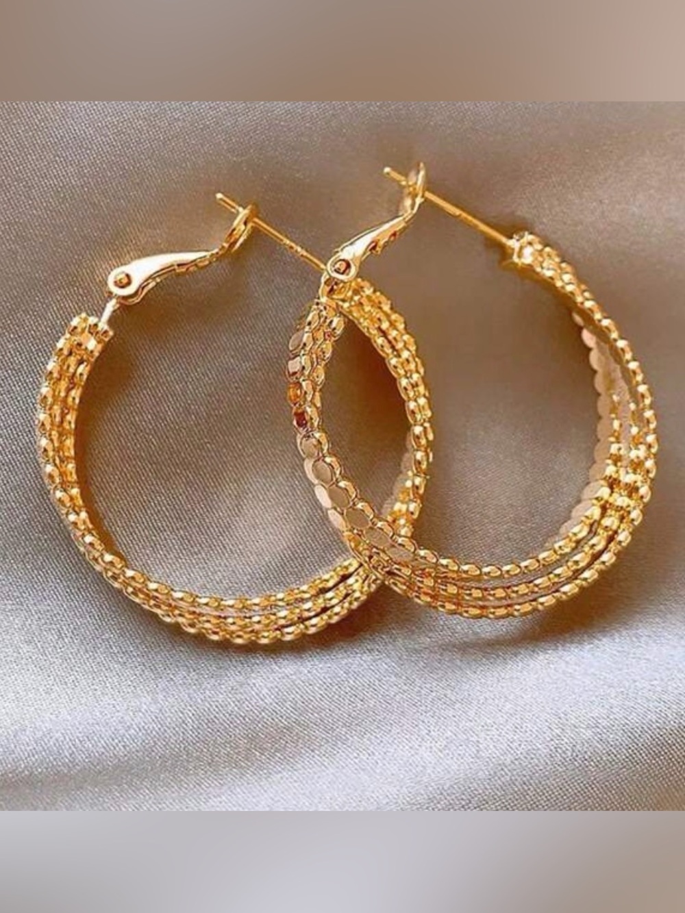 Gold Textured Hoop Earrings
